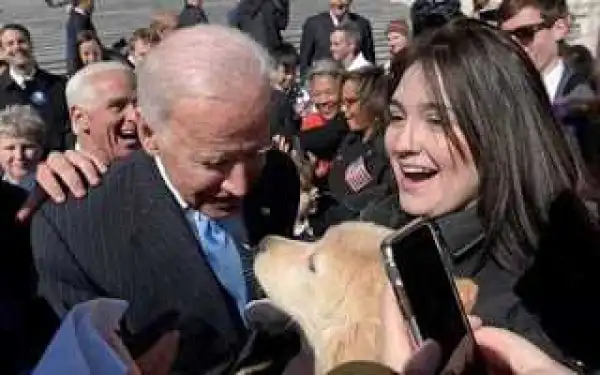 See What Ex US Vice President, Joe Biden Did When He Met A Dog Named After Him (Photos)